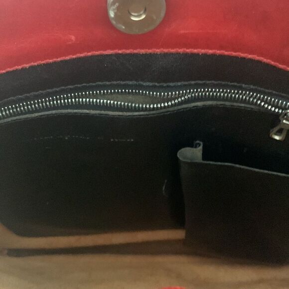 Christopher Kon Minimalist Unlined Red Leather Tote Bag, Luxury Shoulder Bag - Picture 5 of 10